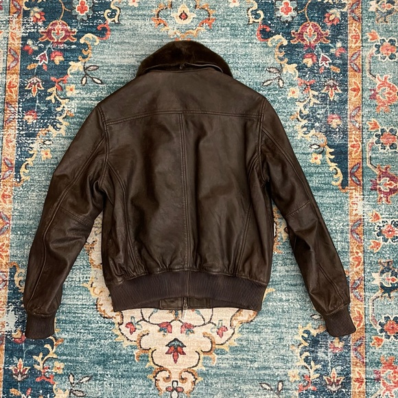 Brown Leather Bomber Jacket - Picture 2 of 11